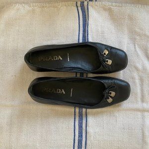 Vintage Prada Black Leather Ballet Shoes
